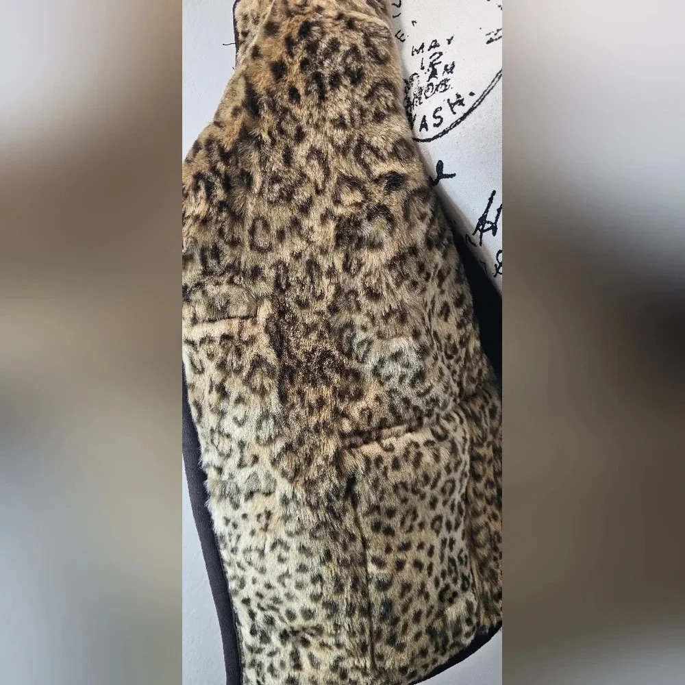 Utex Design Faux Micro Suede/Fur Leopard Print Jacket Size Medium-EUC - Picture 12 of 16